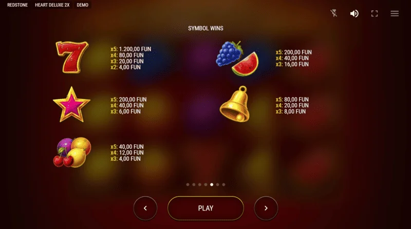 Heart Deluxe 2x - voittotaulukko laajenevalla wild-sydämellä