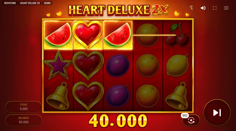 Heart Deluxe 2x - voittava yhdistelmä wild-symbolilla rullalla